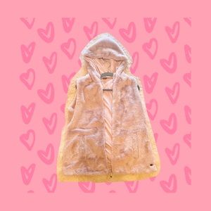 Pink Faux Fur Sleeveless Hoodie